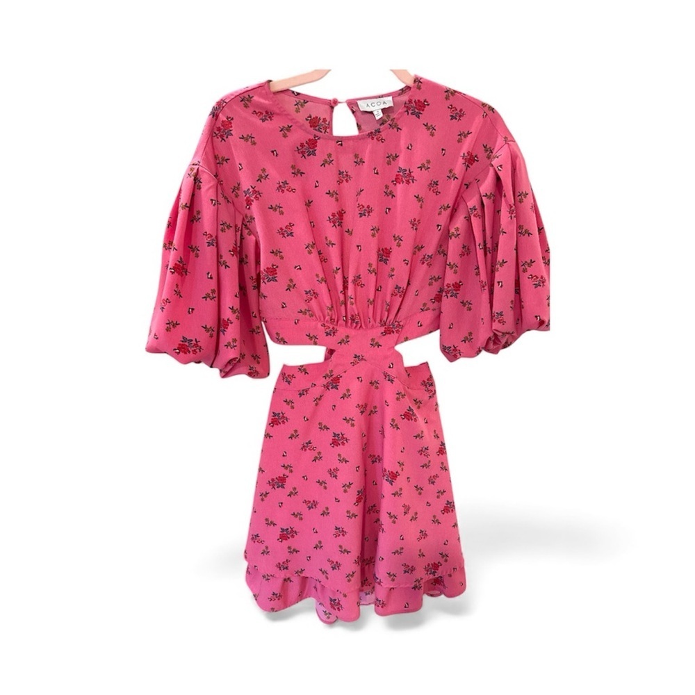 Vici-Pink Floral Cutout Dress with bow back